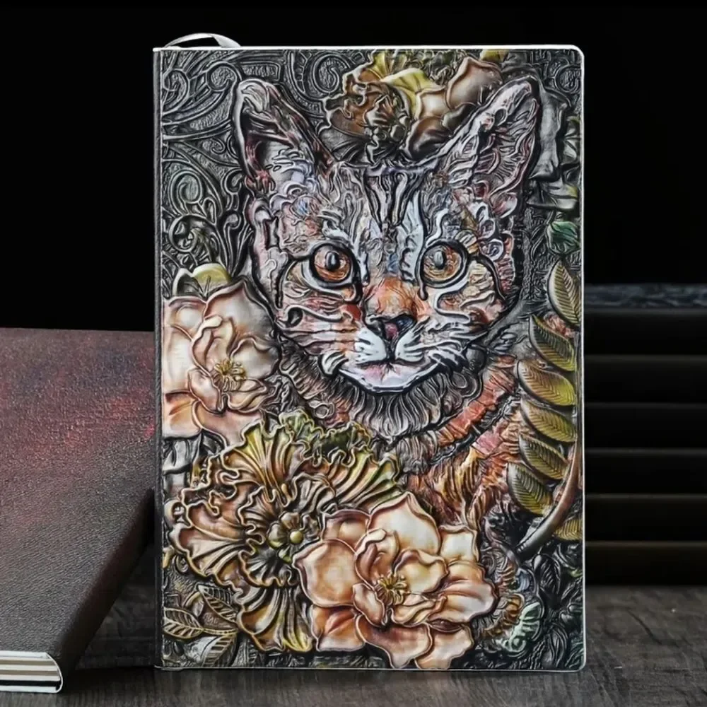 embossed Hardcover cat journal, planner, notebook